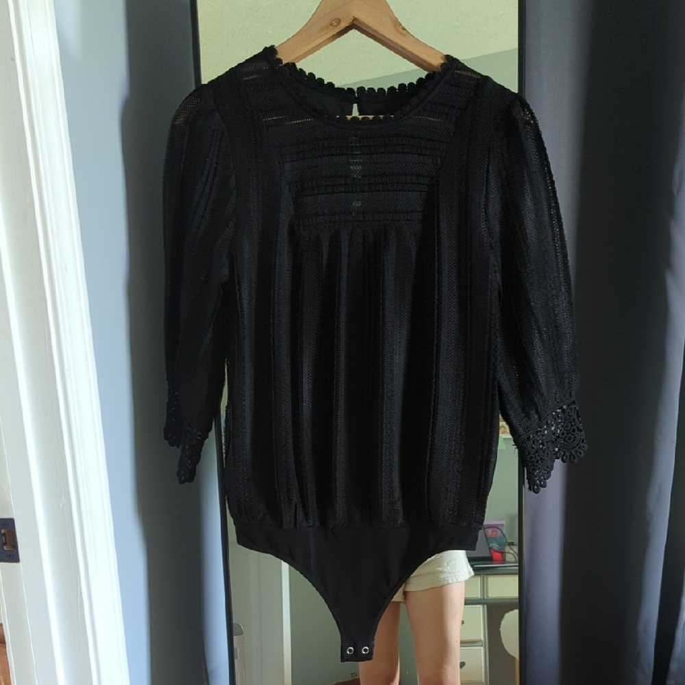 Express Size Small Black Lace Bodysuit